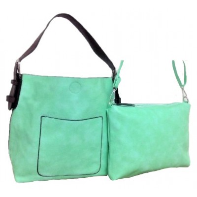 9031 - MINT PU 2PC LEATHER HANDBAG W/MINT SHOULDER BAG